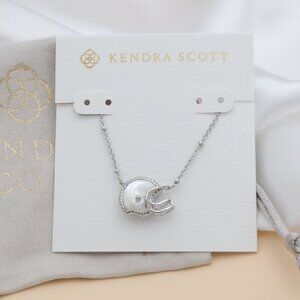 NEW Kendra Scott Football Helmet Silver Ivory Mother-of-Pearl Short Necklace